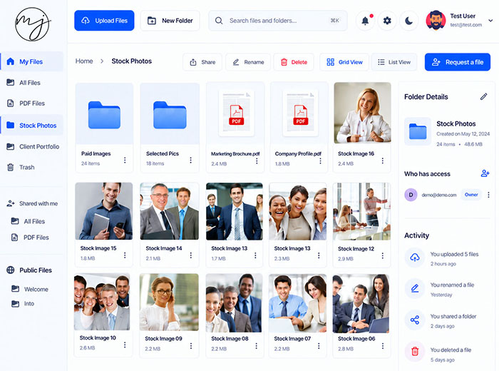 User Private Files - Frontend Dashboard User Private Files - Frontend Dashboard